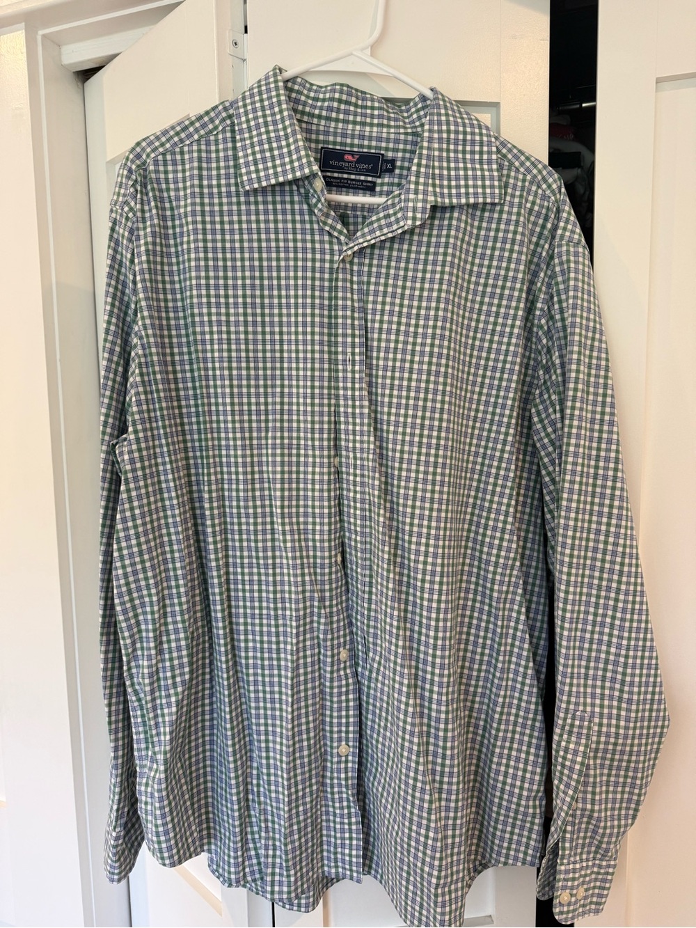 Vineyard Vines Men’s Green and White Check Button-Up Shirt size XL